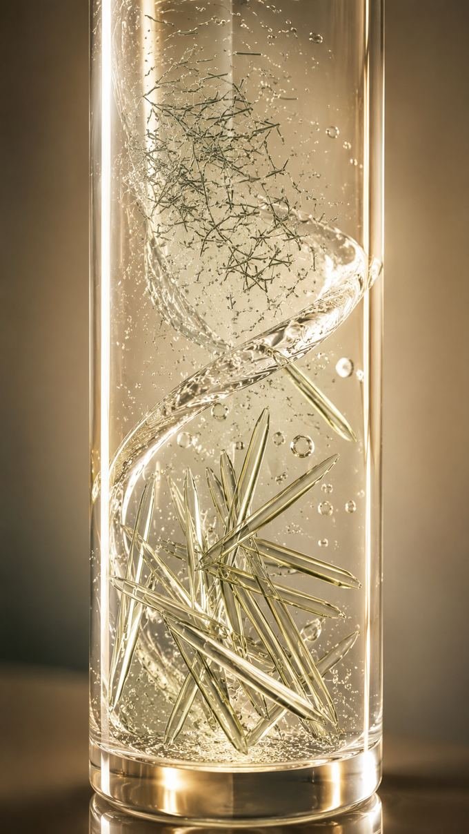 Sorted spicules in a glass column