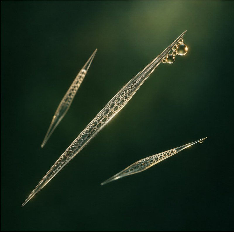 Porous spicule structures (illustrative render)
